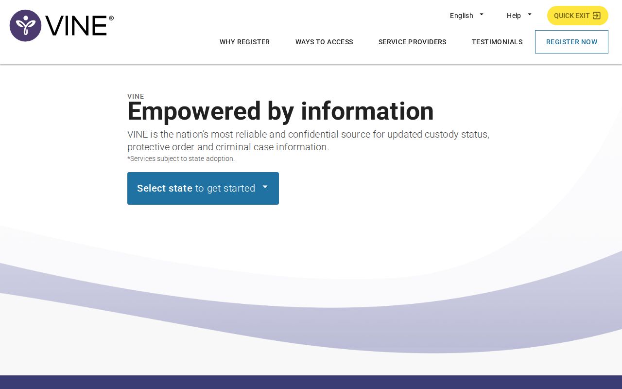 Texas VINELink landing screen for a Sutton County VINE inmate check